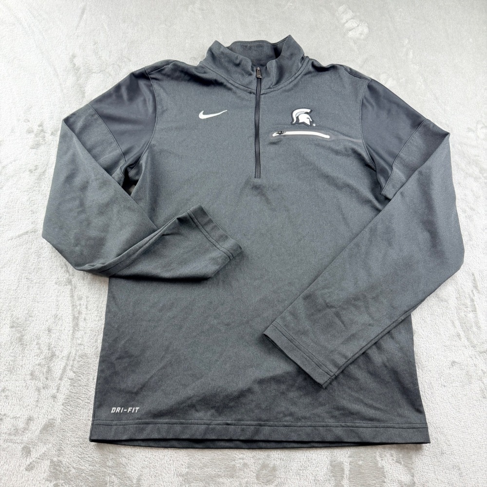 Nike Michigan State Men's Small Spartans Dri-FIT 1/4 Zip Pullover Jacket Gray